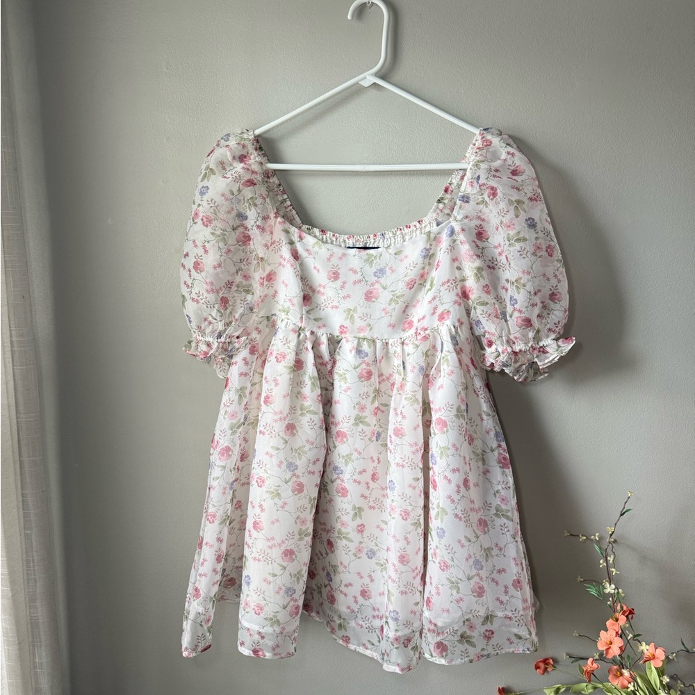 Francesca’s floral chiffon babydoll dress